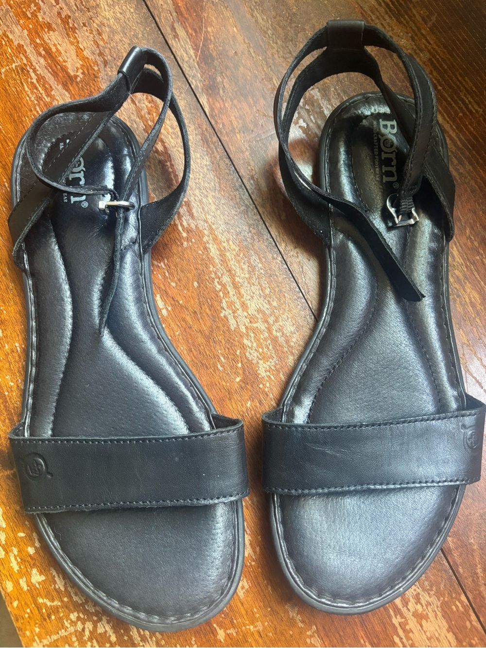 Born Black Leather Ankle-Strap Sandals
